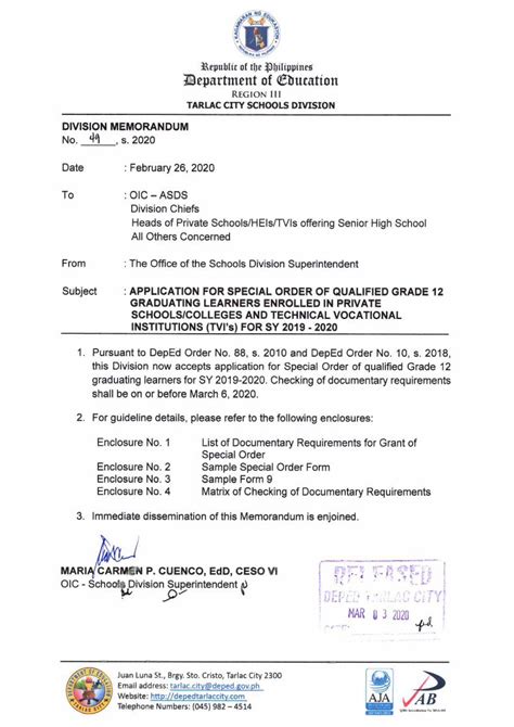 Pursuant to Deped .